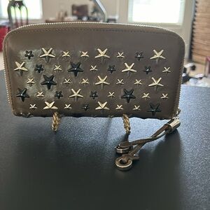 Jimmy Choo Filipa Star Zip Around Wallet EUC Taupe